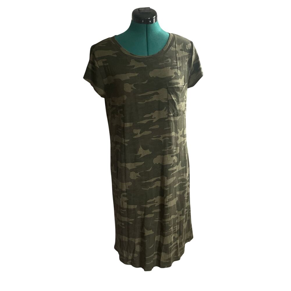 Sanctuary Short Sleeve Camo T Shirt Dress XS Green Lounge Cozy Soft Casual